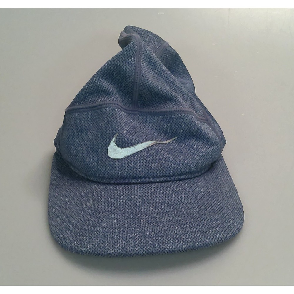 Nike Dri Fit 5 Panel Hat AW84 Easy Highs Blue Running Strapback Reflective Cap